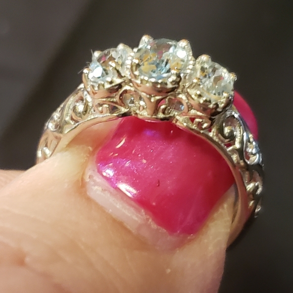 Sz 5, Aquamarine Ring, 925 Sterling silver, 0.75 carats, NWT - Picture 4 of 12